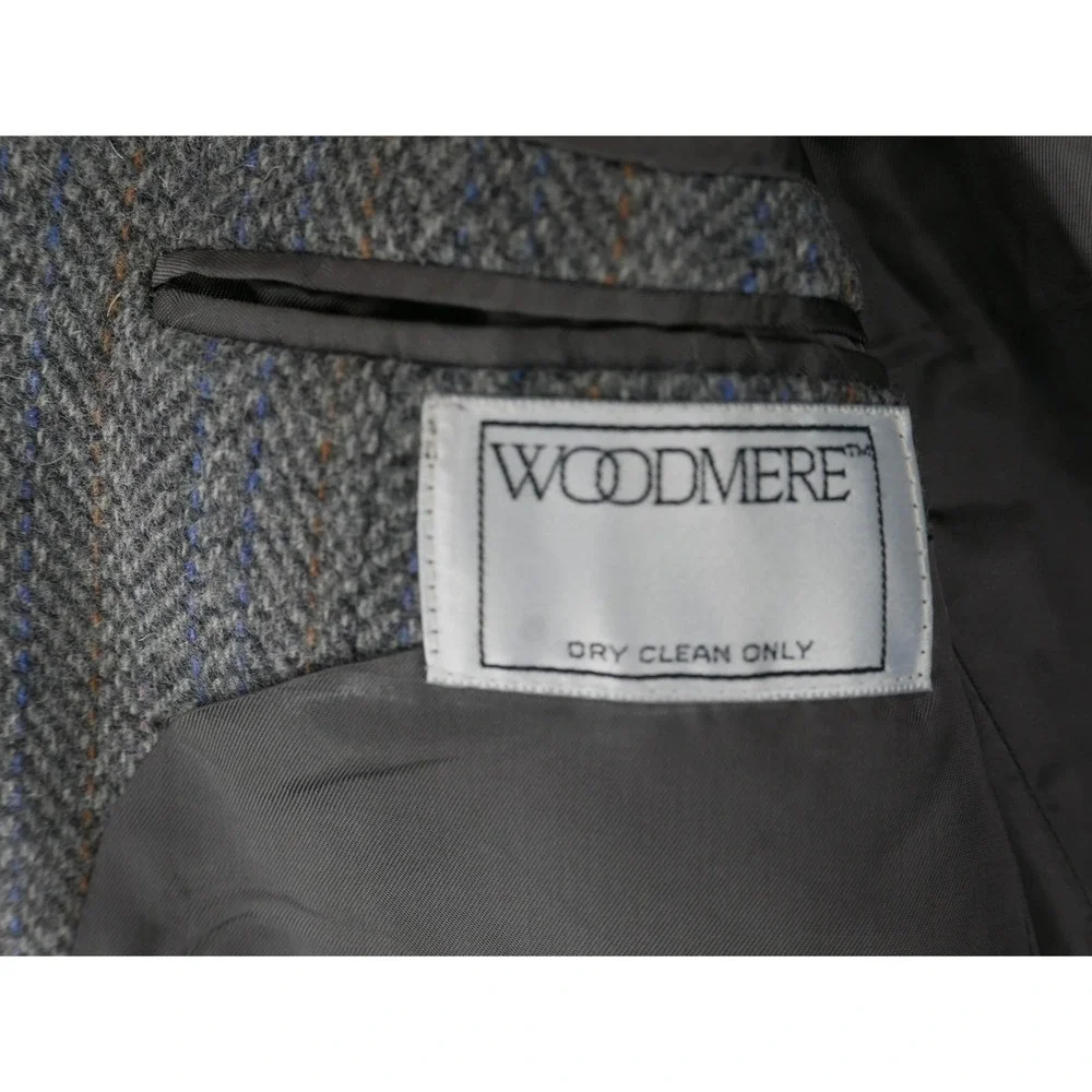 Vintage Woodmere Blazer Sport Coat Gray Herringbone Wool Tweed Men's 41R